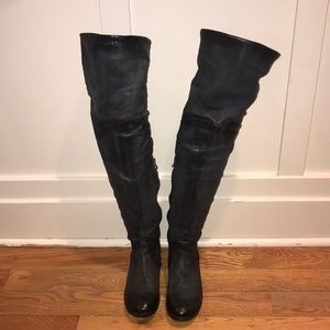 A.S. 98 black leather over the knee tall boots
